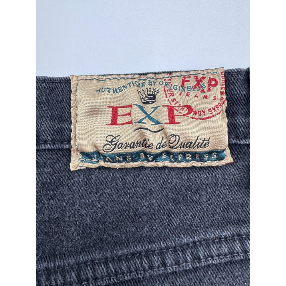 Vintage EXP Jeans by Express Faded Black High Waisted Tapered Denim Pants 11/12 - Picture 3 of 11